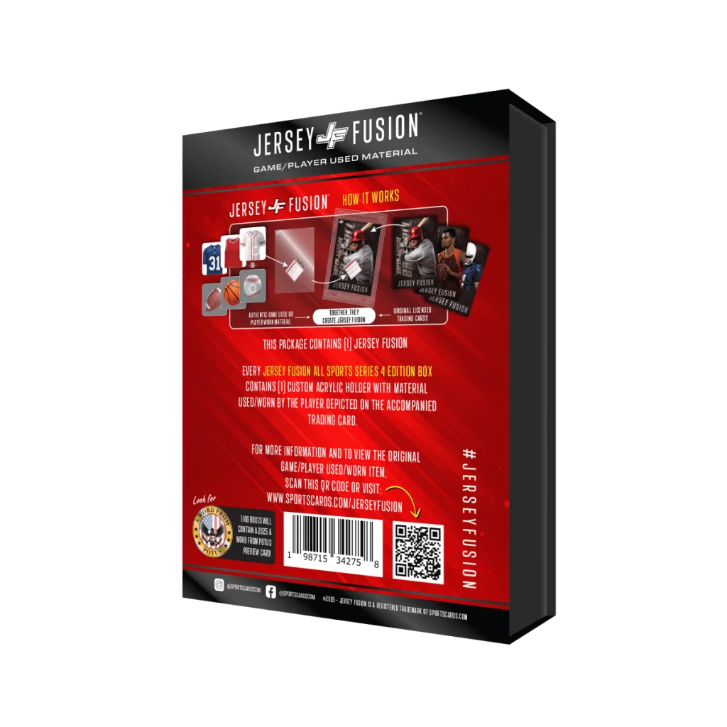 Jersey Fusion Sports Trading Card Display Box with 10 Packs for collectors