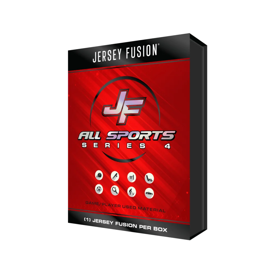 Red and black Jersey Fusion Sports Trading Card Display Box with 10 Packs