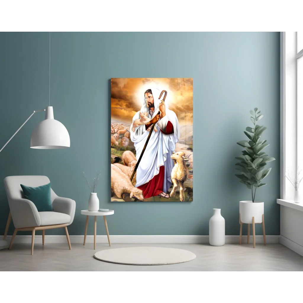 Jesus The Good Shepherd Canvas Wall Art Print | Contemporary Home Wall Art | vintageantiquesgifts.com
