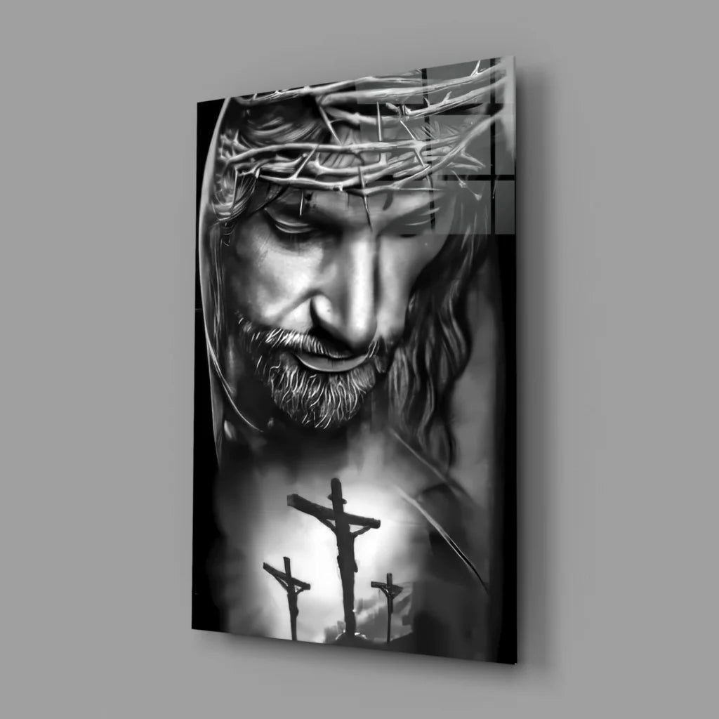 Sacred Crown Canvas Wall Art in Striking Black and White | Glass Wall Art Print | vintageantiquesgifts.com