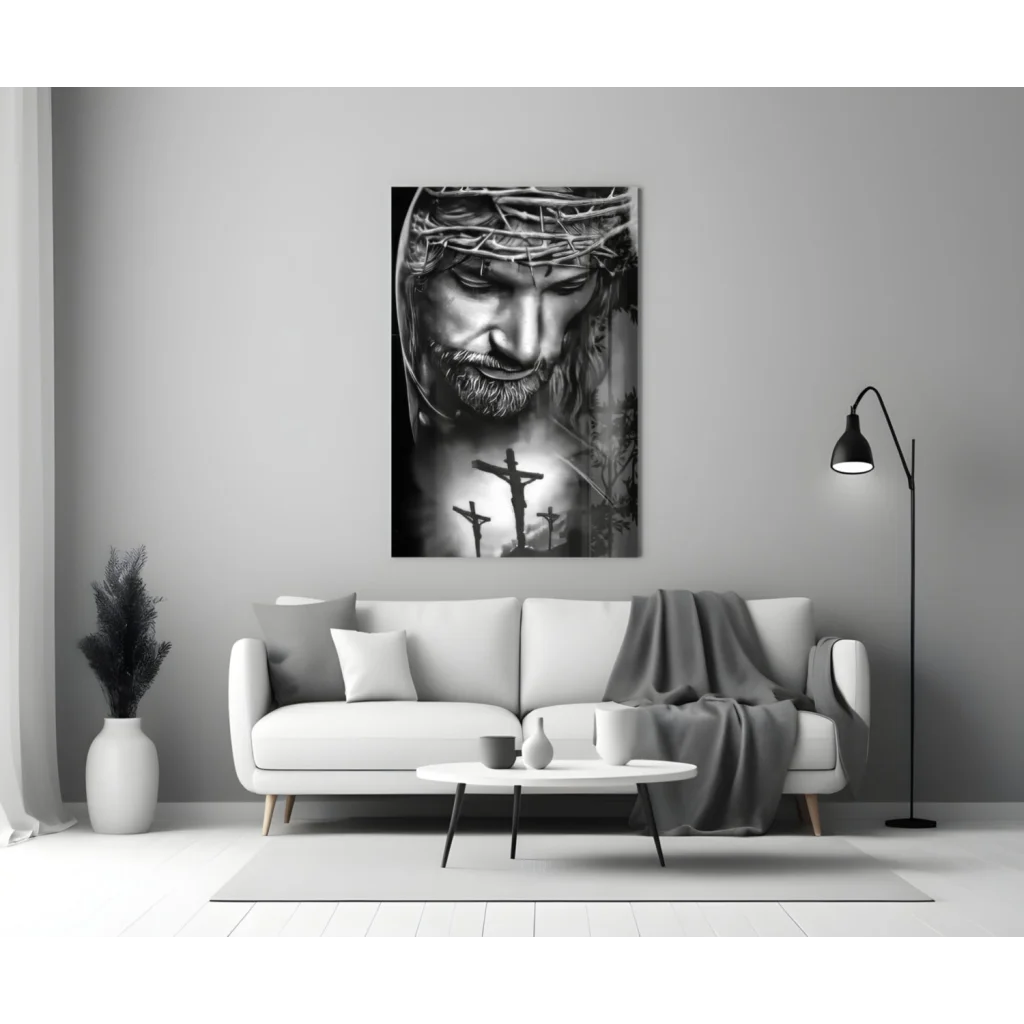 Sacred Crown Canvas Wall Art in Striking Black and White | Modern Wall Art Decor | vintageantiquesgifts.com