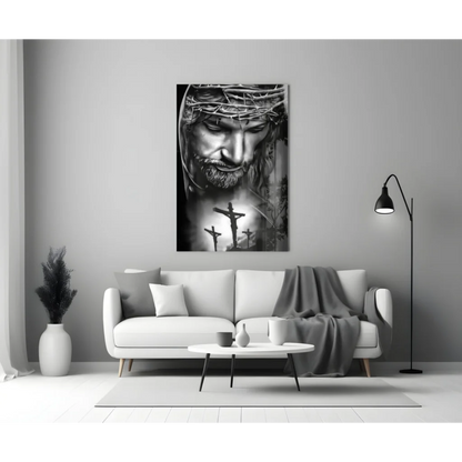 Sacred Crown Canvas Wall Art in Striking Black and White | Modern Wall Art Decor | vintageantiquesgifts.com