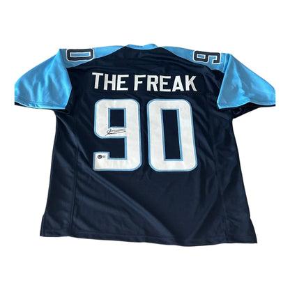 Jevon Kearse autographed custom navy blue Titans jersey #90 The Freak