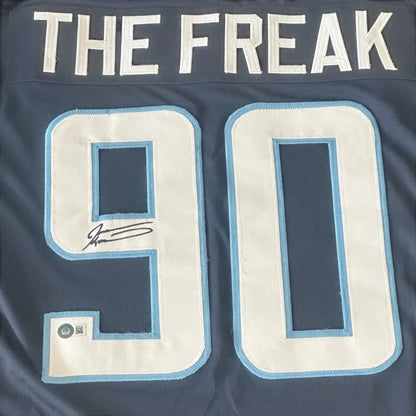 Jevon Kearse autographed custom navy blue Titans #90 jersey