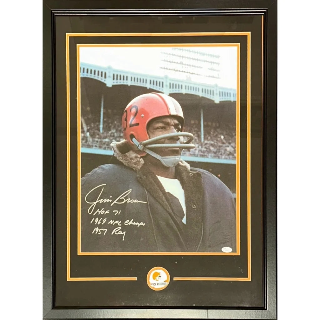 Jim Brown autographed deluxe framed 16x20 Cleveland Browns photo