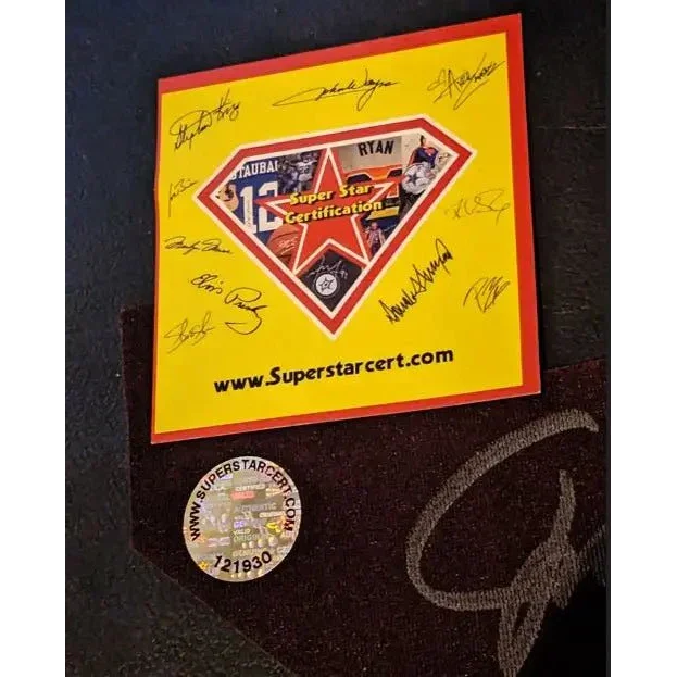 Yellow certificate of authenticity with diamond logo and signatures for Jim Brown autographed jersey