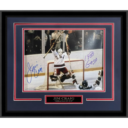Jim Craig autographed 1980 USA hockey deluxe framed 11x14 photo JSA