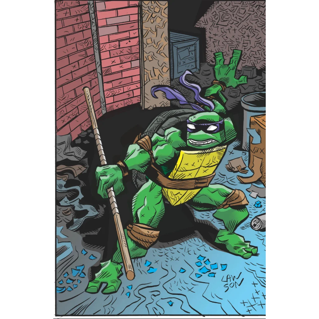 Teenage Mutant Ninja Turtle with purple mask and wooden bo staff from Jim Lawson collection