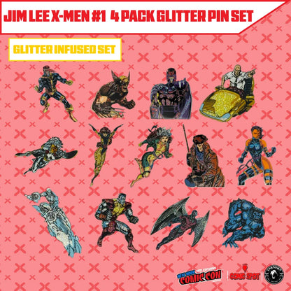 Jim Lee exclusive enamel pin set with glitter X-Men characters