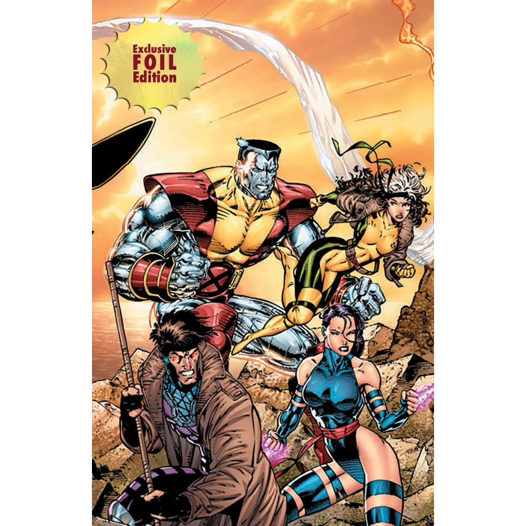 Comic book cover art with five X-Men characters from Jim Lee Facsimile Edition Unknown Comics