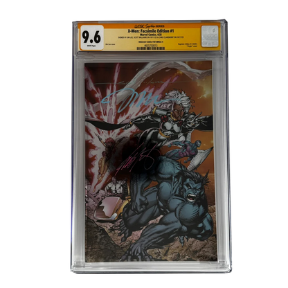 Jim Lee signed X-Men facsimile edition #1 CGC 9.6 slab with Storm and Beast art