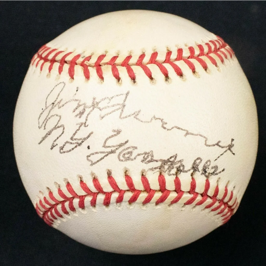 Jim Turner signed OAL baseball with red stitching, Yankees legend, PSA LOA