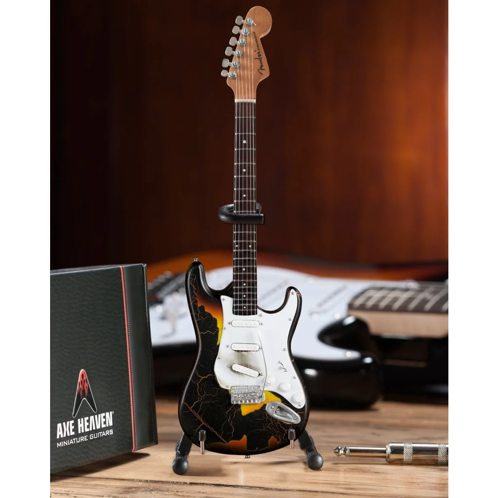 Jimi Hendrix mini guitar with flame black sunburst Axe Heaven design