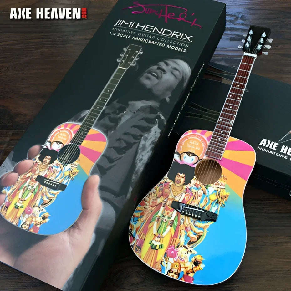 1/4 scale Jimi Hendrix mini guitar by Axe Heaven® with psychedelic art