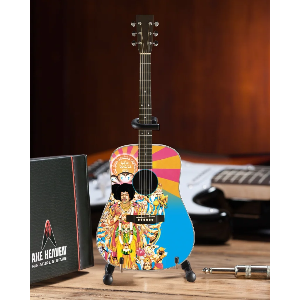 Jimi Hendrix Psychedelic Mini Guitar by Axe Heaven® in black box