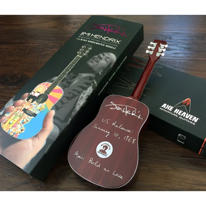 Jimi Hendrix Psychedelic Mini Guitar by Axe Heaven® on adjustable A-frame stand