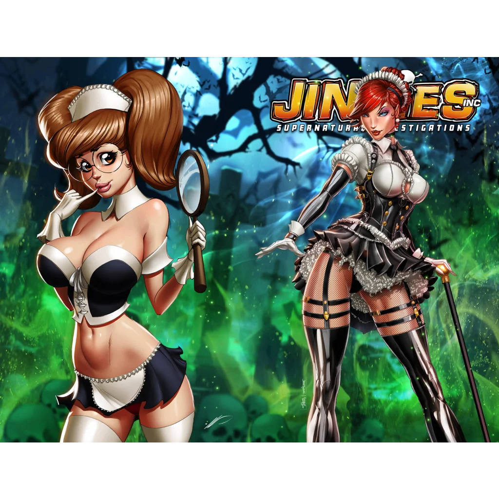 Jinkies Maid Trade Connecting Cover by Garza and Tyndall | Exclusive Variant Comic Art Cover | vintageantiquesgifts.com