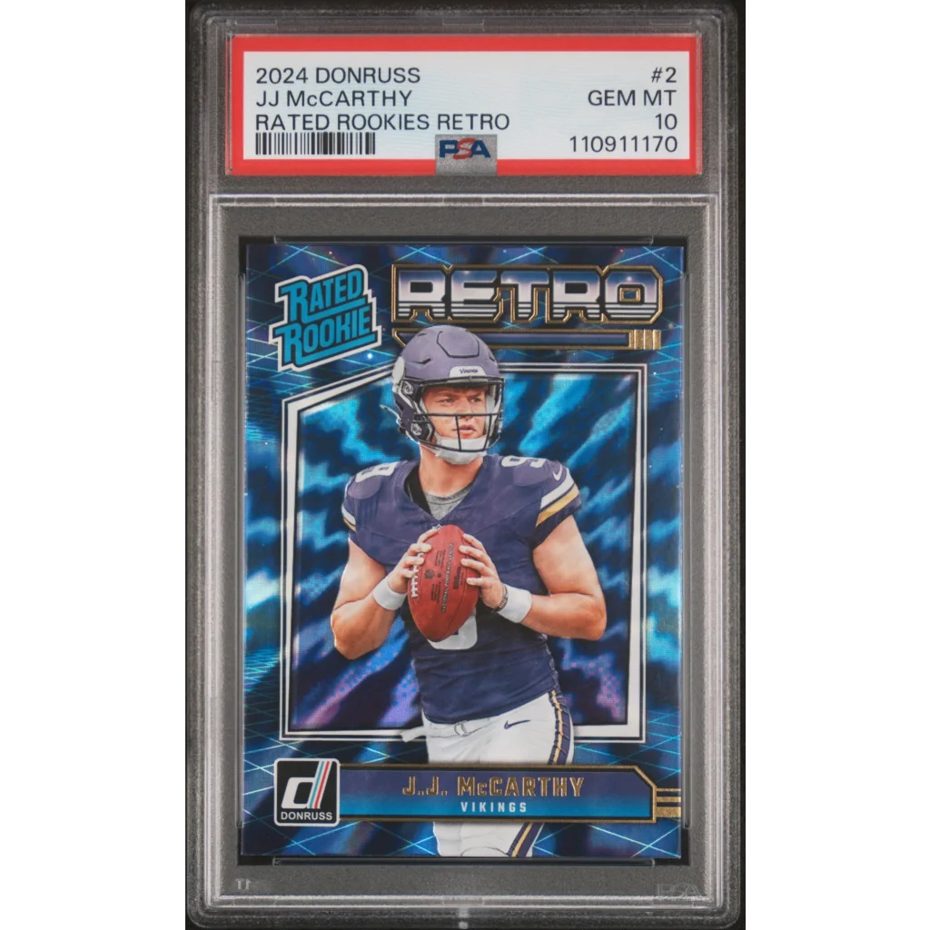 2024 Donruss JJ McCarthy Rated Rookie Retro #2 PSA 10 Gem Mint Card