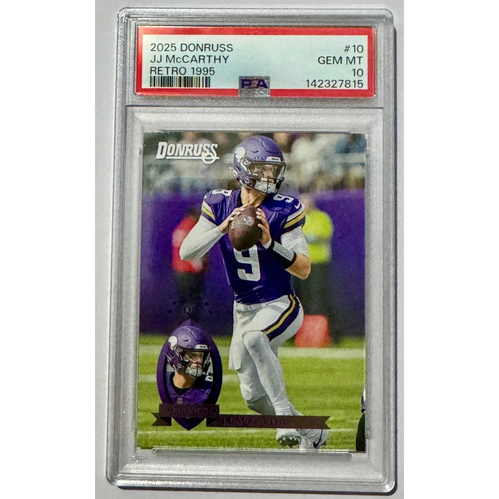 JJ McCarthy 2025 Donruss Retro 1995 PSA 10 💎 Minnesota Vikings QB