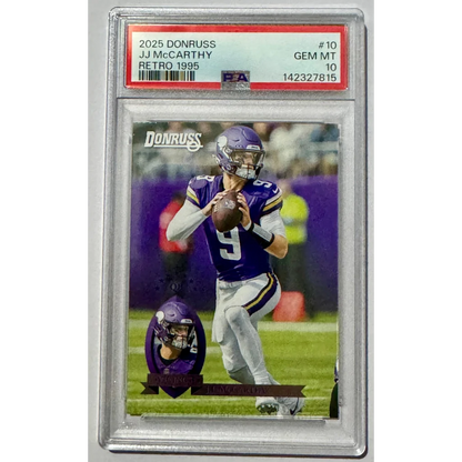 JJ McCarthy 2025 Donruss Retro 1995 PSA 10 💎 Minnesota Vikings QB