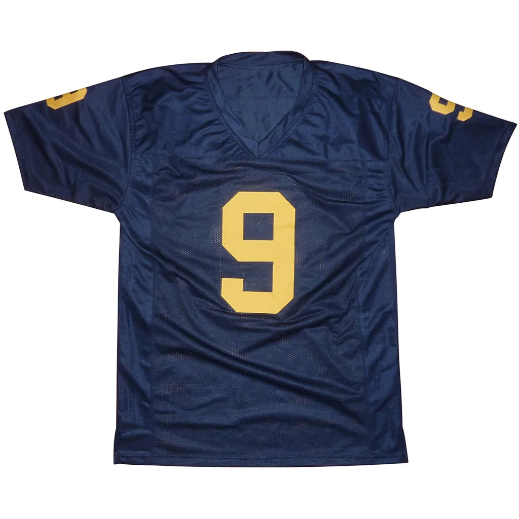 Autographed Michigan Wolverines navy blue jersey with yellow #9