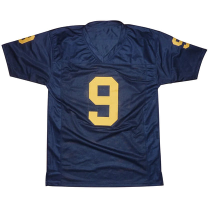 Autographed Michigan Wolverines navy blue jersey with yellow #9