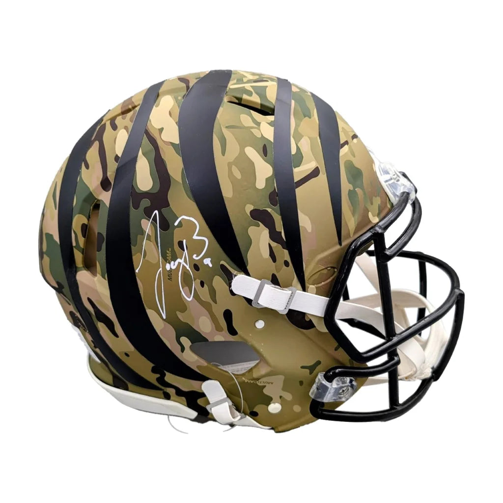 Joe Burrow signed Bengals camo full size authentic helmet