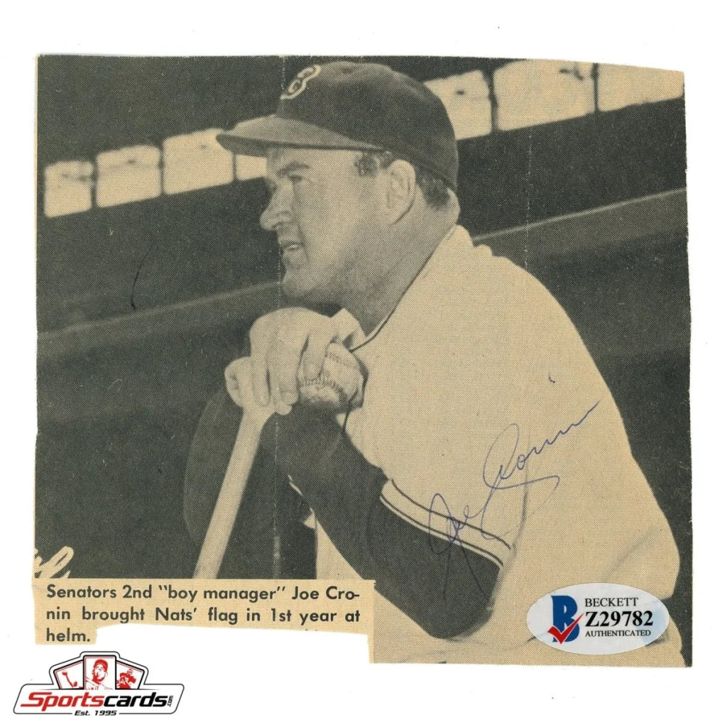 Joe Cronin 1925 magazine photo baseball collectible card with bat