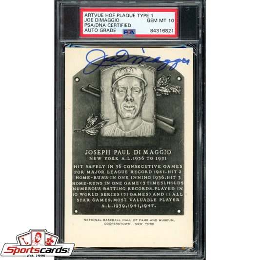 Vintage 1950s Joe DiMaggio HOF plaque type 1 signed postcard