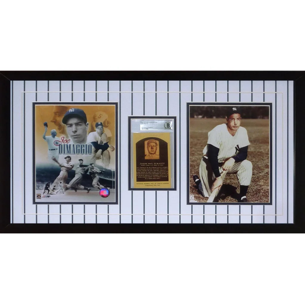 Joe Dimaggio autographed Yankees HOF postcard deluxe framed display