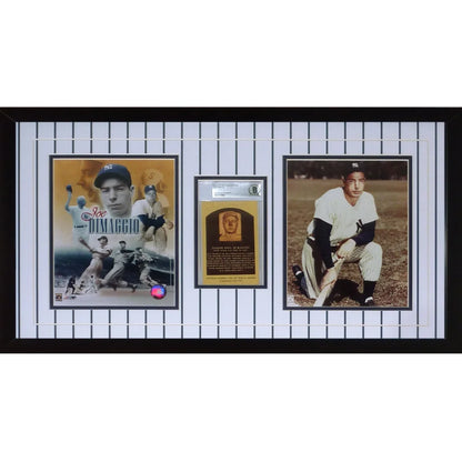 Joe Dimaggio autographed Yankees HOF postcard deluxe framed display