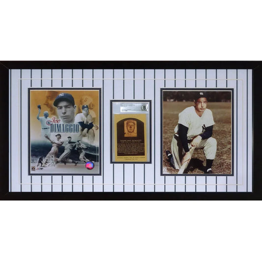 Joe Dimaggio autographed Yankees HOF postcard deluxe framed display