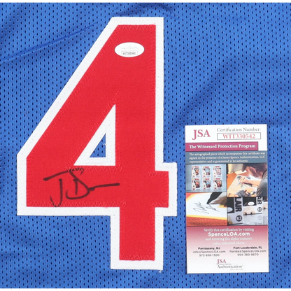 Joe Dumars signed Detroit Pistons jersey with red number 4
