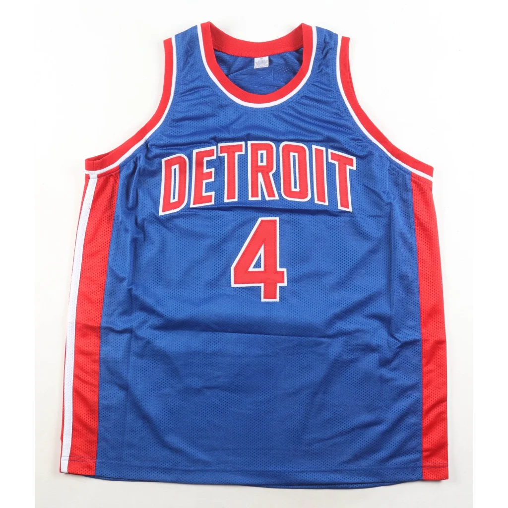 Joe Dumars signed Detroit Pistons jersey #4 back XL JSA COA