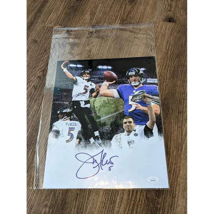 Autographed Joe Flacco 11x14 photo collage with JSA certification for fans