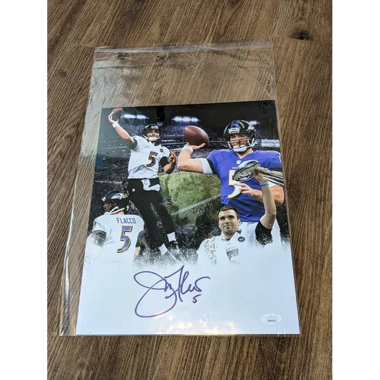 Autographed Joe Flacco 11x14 photo collage with JSA certification for fans