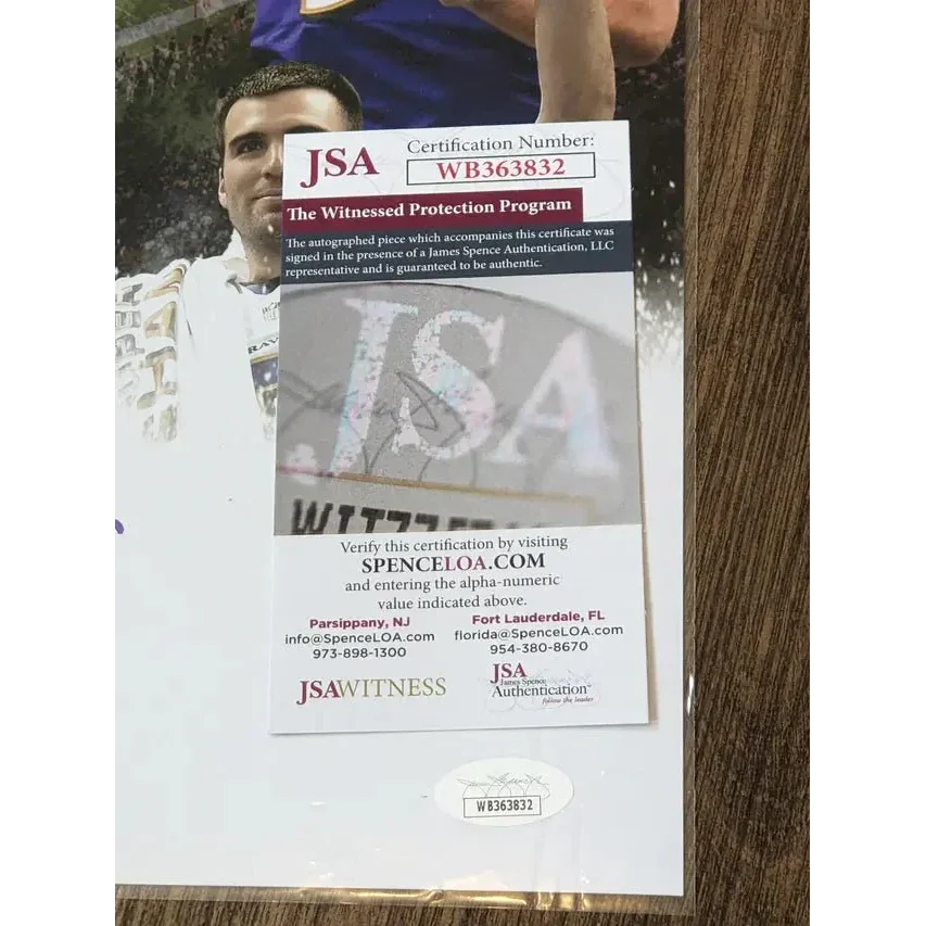 Joe Flacco 11x14 autographed photo with JSA certification sticker for collectors