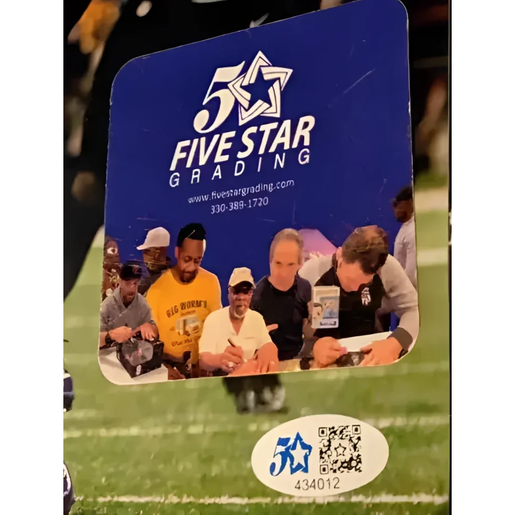 Blue sticker for joe flacco autographed 8x10 photo grading service on sports collectible