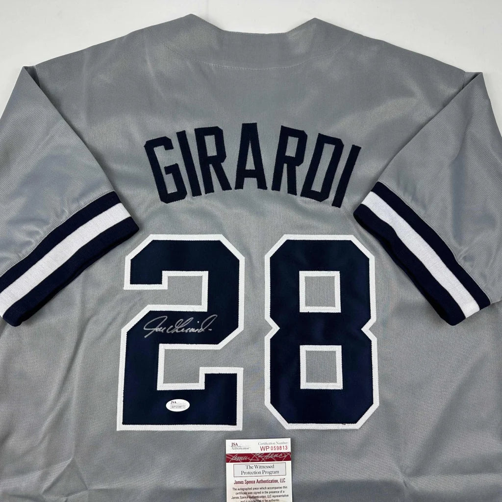Gray custom jersey with GIRARDI 28 autograph, authentic sports league gear