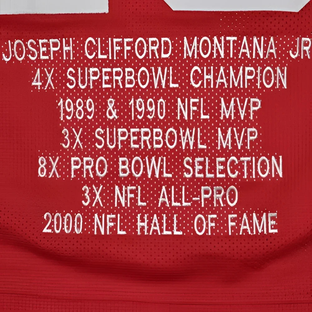 Joe Montana autographed red San Francisco jersey from private signing