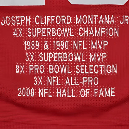 Joe Montana autographed red San Francisco jersey from private signing