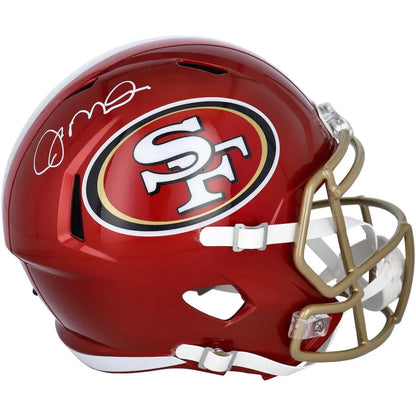 Joe Montana signed red gold 49ers flash alternate helmet