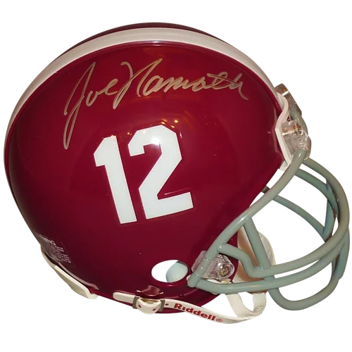 Joe Namath autographed Crimson Tide maroon mini helmet with number 12