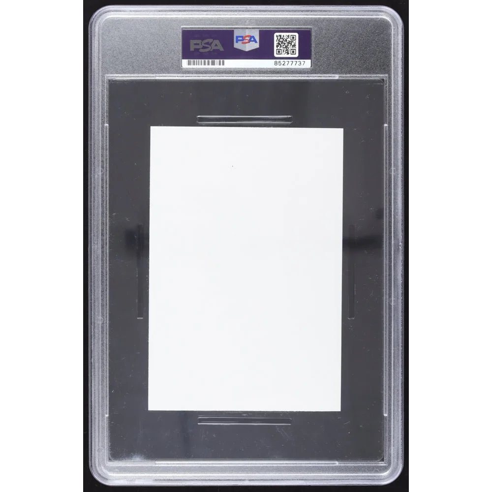 PSA graded blank white card with Joe Namath and Johnny Unitas signatures in plastic slab