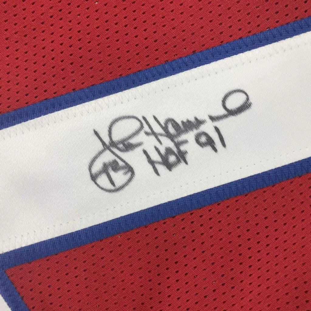 Joe Namath signed custom jersey in red white blue for pro sports league