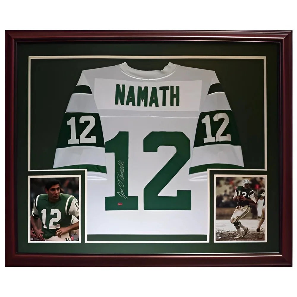 Joe Namath signed deluxe framed jersey New York Jets number 12