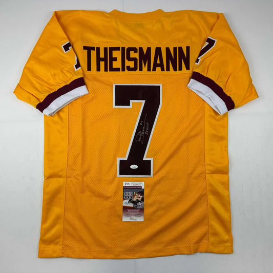 Yellow and maroon Joe Theismann signed custom jersey for professional sports fans