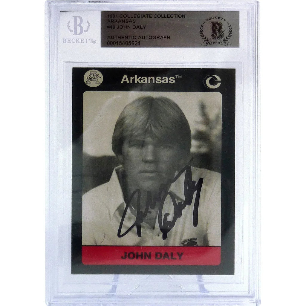 John Daly autographed Arkansas Collegiate Rookie Card 1986