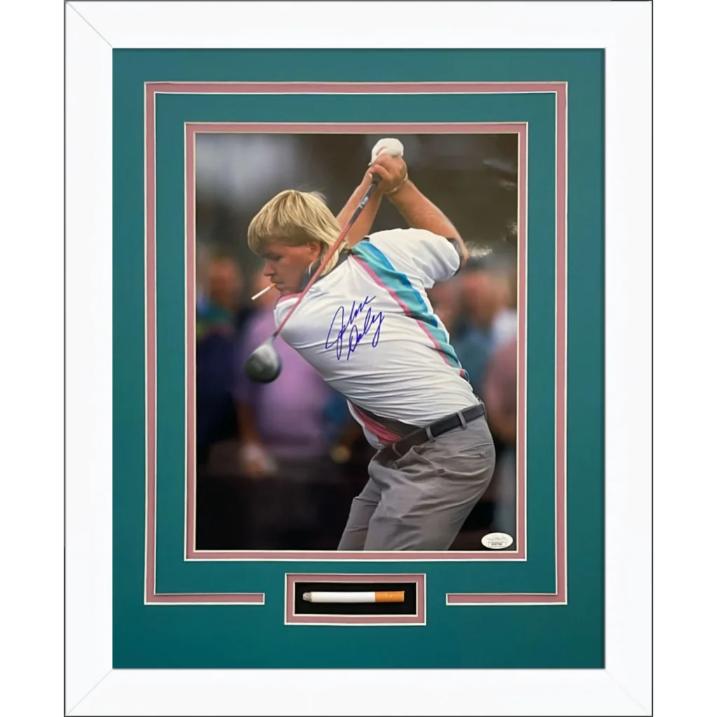 John Daly autographed smoking golf photo in white frame with JSA