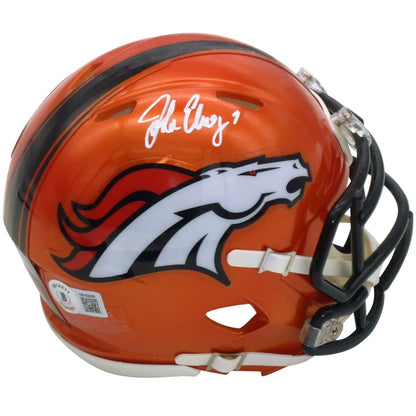 John Elway autographed Denver Broncos mini helmet with horse logo